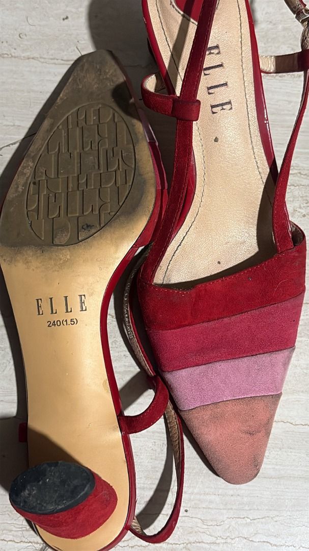 ELLE Heels (Category: Heels) located in Mandaluyong City. Submitted by 222________own (Listing ID 1466108211, Image 3). Description: Price is negotiable. No issue. Dirt is removable with suade eraser..