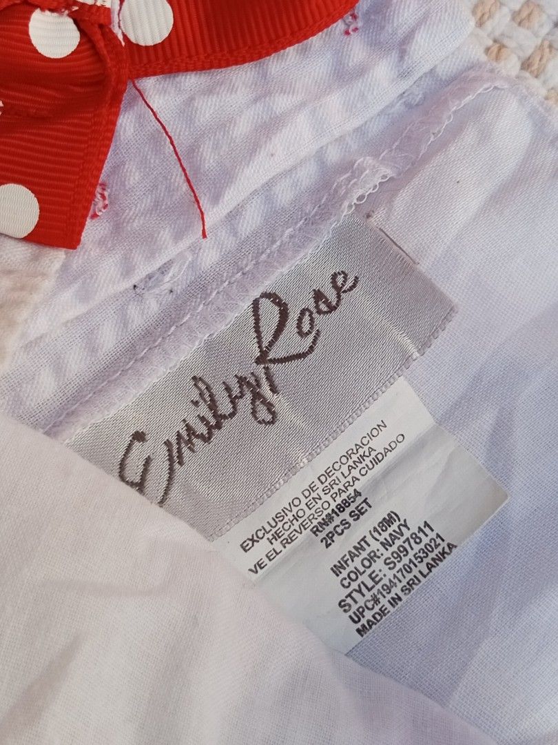 Emily Rose Butterfly Dress (Category: Babies & Kids Fashion) located in Sipocot. Submitted by mszari (Listing ID 1466001538, Image 3). Description: Emily Rose Patriotic Butterfly Tiered Dress (Size 18M) Price: ₱480 (Open for OFFER) Description: 🦋 Classic Preppy Gingham Dress 🦋 • Brand: Emily Rose • Size: Infant 18 Months • Color: Navy Blue, Red, and White • Design: Multi-pattern look featuring polka-dot shoulder bows, a seersucker bodice, stack