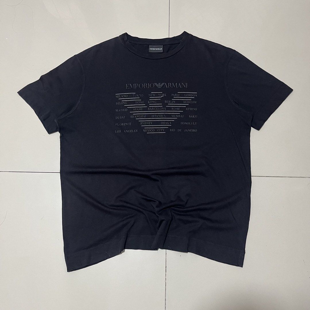 EMPORIO ARMANI EAGLE CITIES TEE (Category: Tshirts & Polo Shirts ) located in Manila. Submitted by balanse (Listing ID 1466092375, Image 2). Description: SIZE: XL ON TAG DIMES: 23W X 28L EXCELLENT CONDITION. 9.8 HONEST COLOR RATE. NONE ANY ISSUE..
