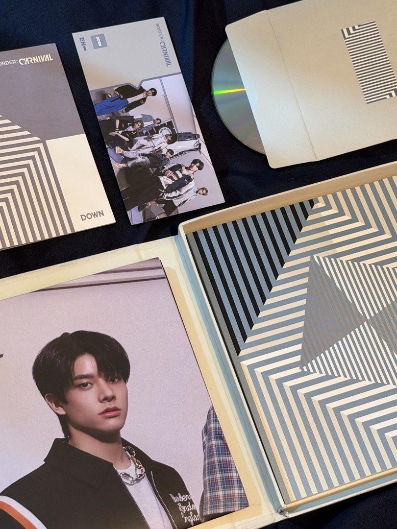 ENHYPEN Border : Carnival Down Version Album with Jake PC Set (Category: K-Wave Merchandise) located in Quezon City. Submitted by lasqty (Listing ID 1465899467, Image 3). Description: - Album: ENHYPEN Border: Carnival (Down Version) - Inclusions: Photobook, CD, and lyric book - Photocards: Includes 2 Jake photocards - Perfect for Engenes and photocard collectors!.