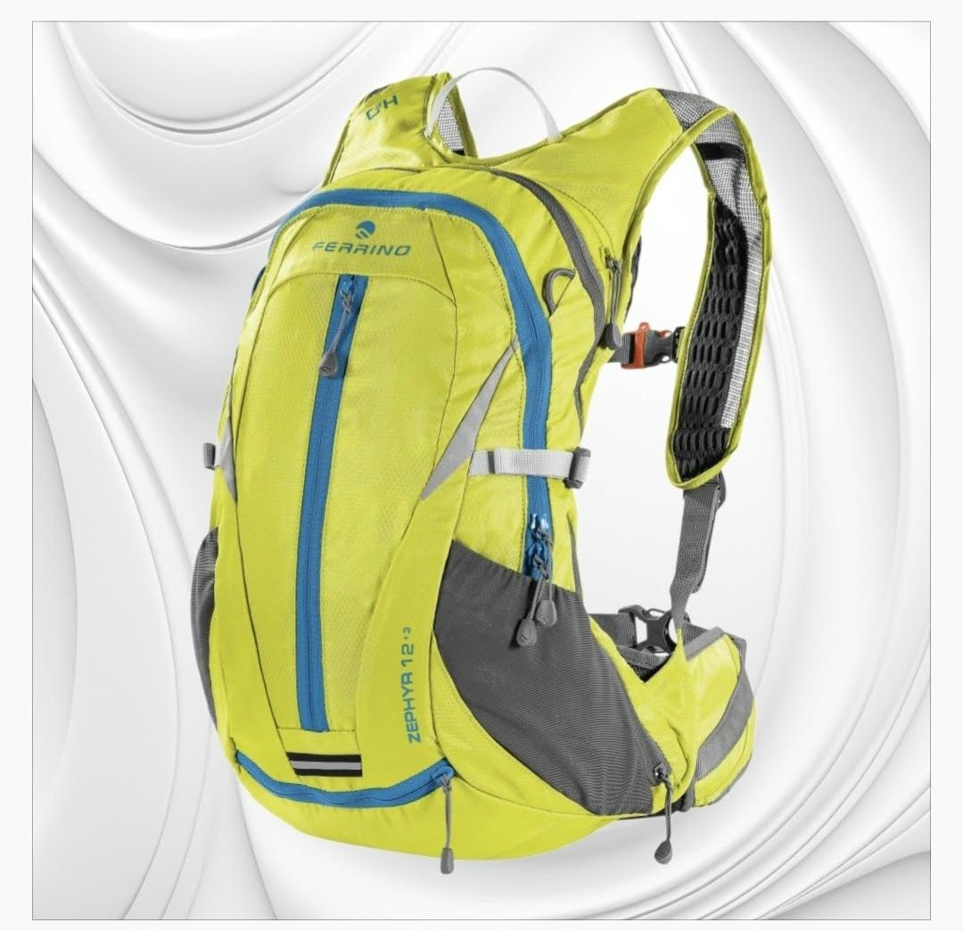 FERRINO Zephyr Backpack (Category: Travel Essentials & Accessories) located in Paranaque City. Submitted by calm_youngstore7 (Listing ID 1466148045, Image 1). Description: • Weight: 840 g • Capacity: 12 + 3 L (expandable) The Zephy backpack series is specially designed for mountain biking, trail running, and light trekking activities. With its lightweight build and functional design, it offers comfort and practicality for athletes and outdoor ent