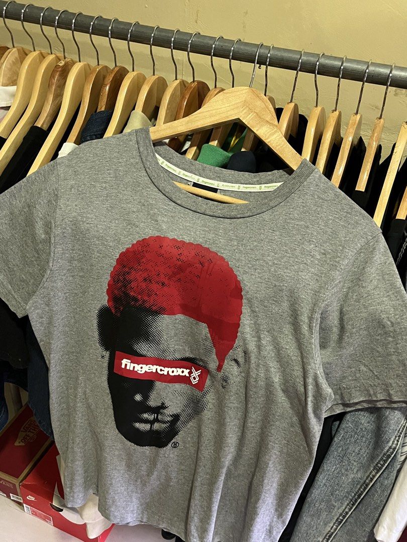 Fingercroxx x Dennis Rodman graphic tee (Category: Formal Shirts) located in Leyte. Submitted by drn_rags (Listing ID 1465994141, Image 2). Description: Fingercroxx x Dennis Rodman graphic tee Excellent condition Width: 18 Length: 28 Size medium on tag .