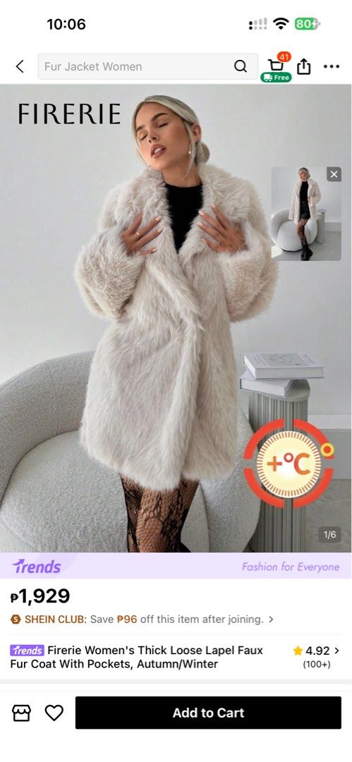 Firerie Faux Fur Winter Coat (Category: Coats, Jackets and Outerwear) located in Bulacan. Submitted by byebye.stuffs (Listing ID 1465966556, Image 3). Description: - Used only once in Japan bought @ 1900 RFS: buying new ootd for upcoming trip.