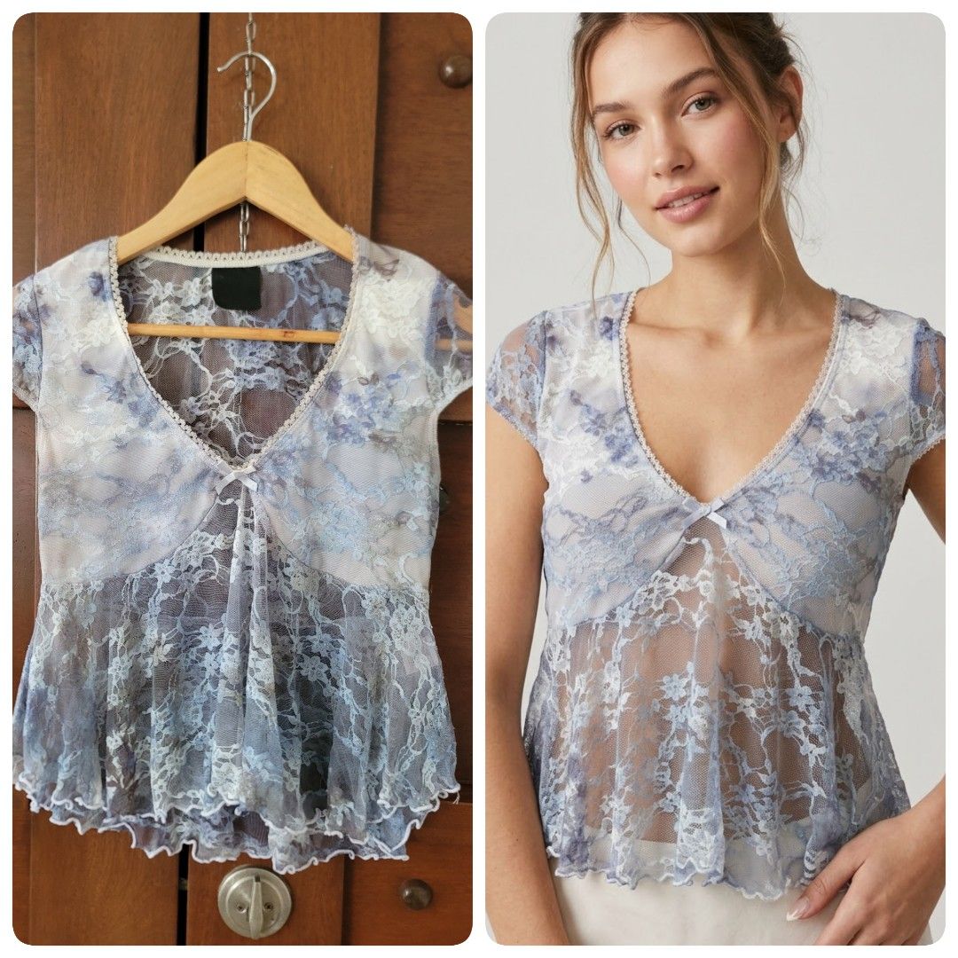 FIXED PRICE! Preloved Y2K Lace Mesh Top (Category: Others Tops) located in Quezon City. Submitted by justdeclutter_ (Listing ID 1466088821, Image 1). Description: XS/S frames, from US Good condition, signs of use Etiketa - faded brand name, wash tag - made in Mexico Bawal po sa maarte 🔷PLEASE READ: Items are preloved and in good quality unless stated otherwise. ✨ ❌ NO when worn ❌ NO haggling ❌ NO meet-ups ❌ NO rush shipping & requesting of couri