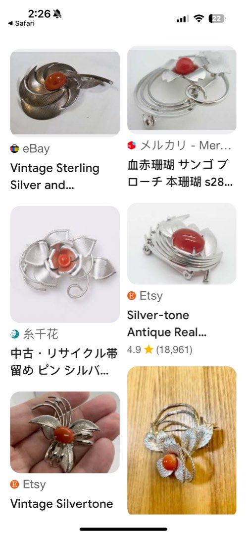 Floral brooch coral (Category: Luxury Accessories) located in Marikina City. Submitted by luvbags40524 (Listing ID 1466012434, Image 3). Description: Good condition Vintage silver tone floral brooch Featuring a central orange coral Textured leaf and wire-loop accents Dm for interested .