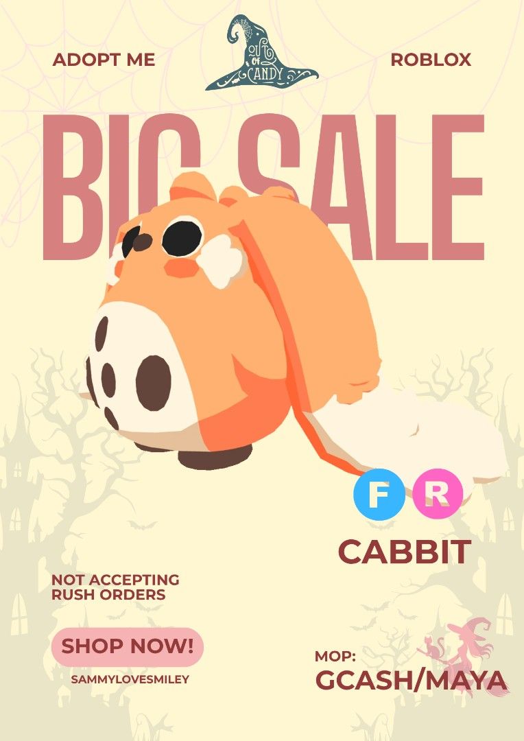 FR Cabbit Adopt Me (Category: In-Game Products) located in Iligan City. Submitted by sammylovesmiley (Listing ID 1466104158, Image 1). Description: ☞dm me for fast transaction ☞only accepting GCASH and MAYA for payment ☆fixed price ☆ No refund after the trade.