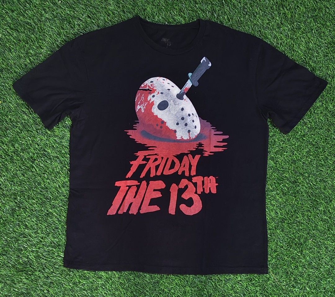 Friday The 13th Jason Mask Black Graphic Tee (Category: Tshirts & Polo Shirts ) located in Los Banos. Submitted by my_preshoes.atibapa (Listing ID 1465982037, Image 3). Description: •Hi mga suki! God Bless you🙏 -Random tag with a cool swag - Design: Friday The 13th Jason mask and knife graphic on front (solid black back) - Size: loose for Medium,best fit for Large (pls. see picture for dimensions for a better fit) - Color rate:9.5/10 - No issues
