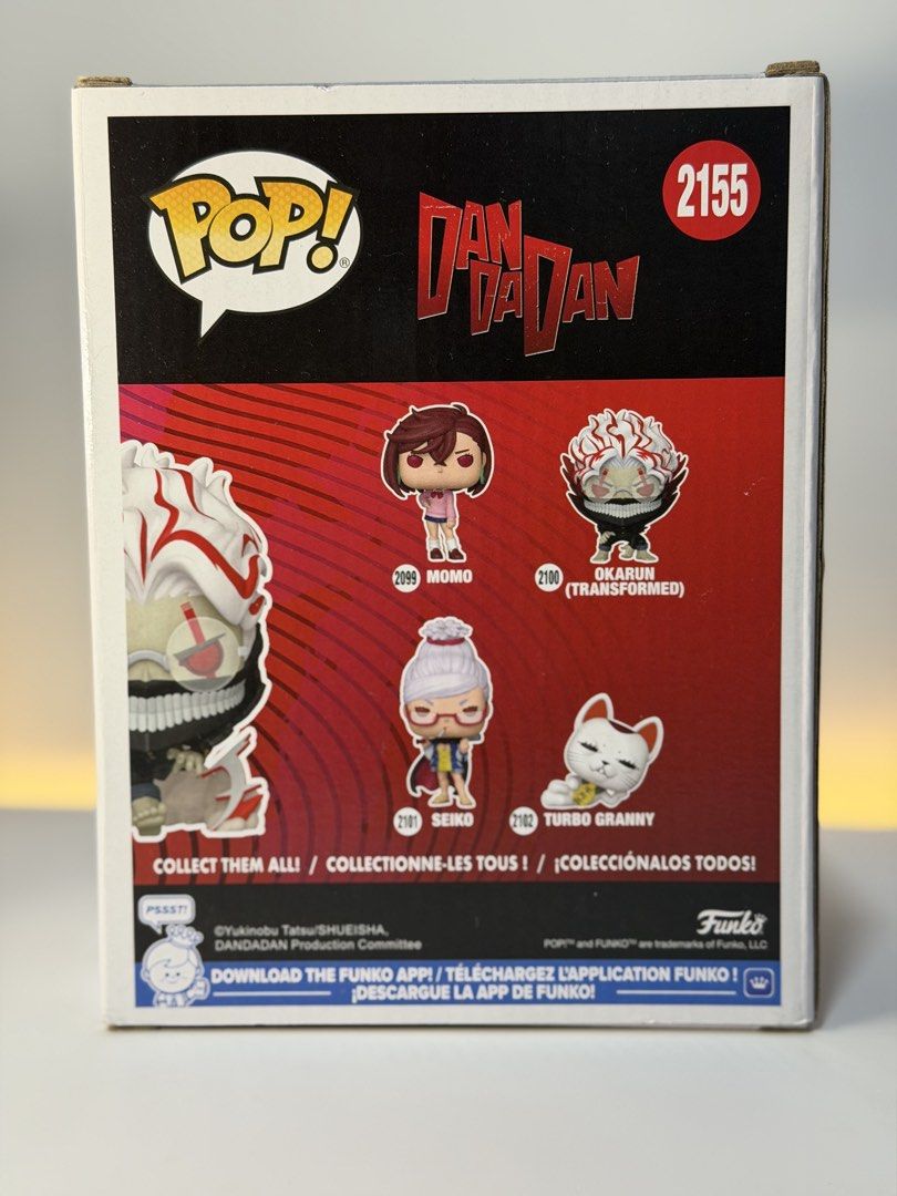 Funko Pop DanDaDan Okarun Transformed 2155 (Category: Designer & Blind Box Toys) located in Pasig City. Submitted by regs.018 (Listing ID 1466104075, Image 3). Description: DanDaDan Okarun Transformed vinyl figure, number 2155 in the Funko Pop series. Includes the original box with Special Edition sticker on the front window. Great collectible piece for fans of the anime series. Clean box with clear display window..
