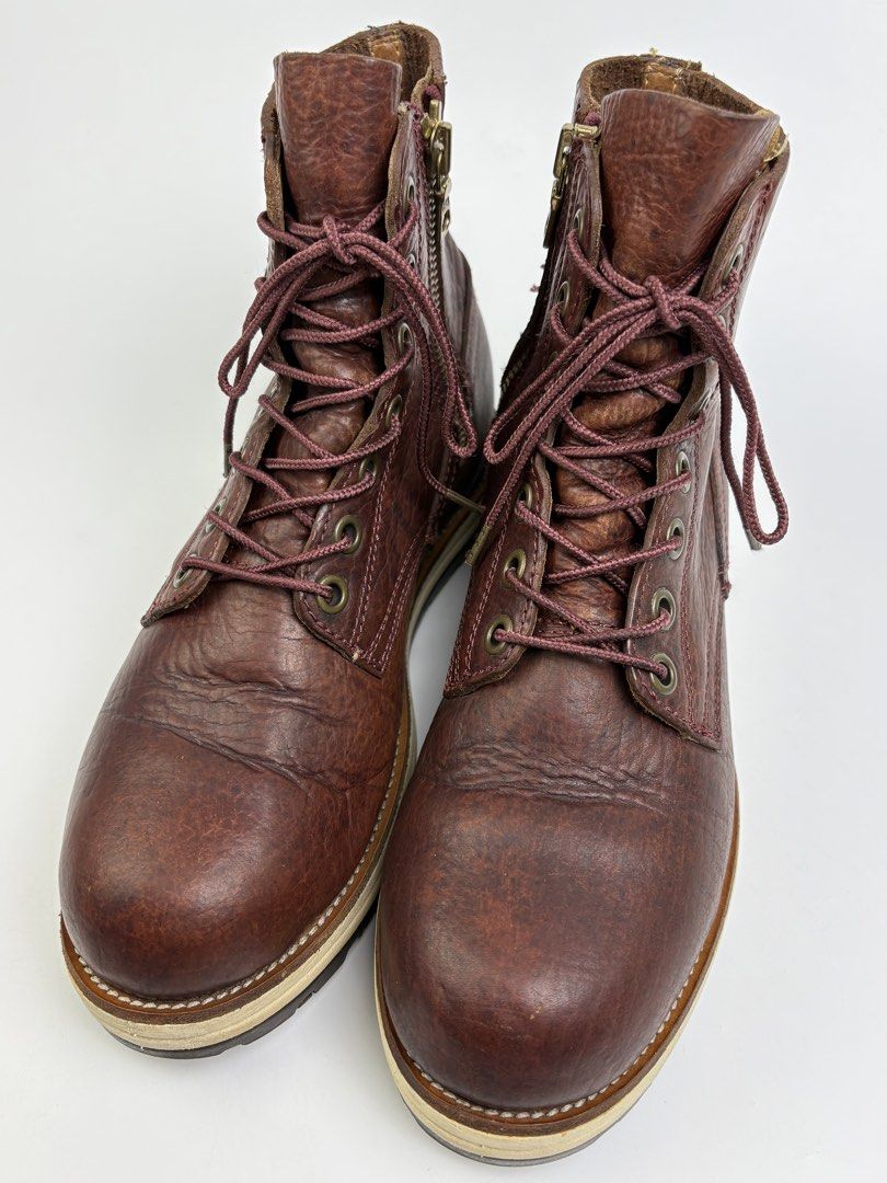 F/W13 Visvim 7 Hole Plain Toe (Category: Boots) located in Cavite. Submitted by sc_rcity (Listing ID 1466137215, Image 2). Description: Tagged Size : 9 US Men’s Authentic In Great Condition Flaw: Some cracks on the heel ( Where the VISVIM logo is placed. ) , Needs full reglue ( Glue is expired, it is expected since this is already 13 year old pair. ) overall the boots is still in great shape & condition. Sole is still great ! Made in China No inc