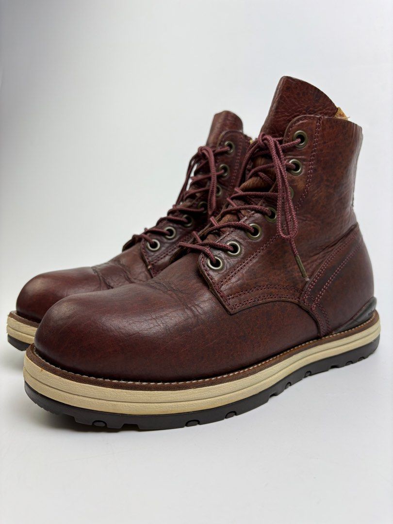 F/W13 Visvim 7 Hole Plain Toe (Category: Boots) located in Cavite. Submitted by sc_rcity (Listing ID 1466137215, Image 3). Description: Tagged Size : 9 US Men’s Authentic In Great Condition Flaw: Some cracks on the heel ( Where the VISVIM logo is placed. ) , Needs full reglue ( Glue is expired, it is expected since this is already 13 year old pair. ) overall the boots is still in great shape & condition. Sole is still great ! Made in China No inc