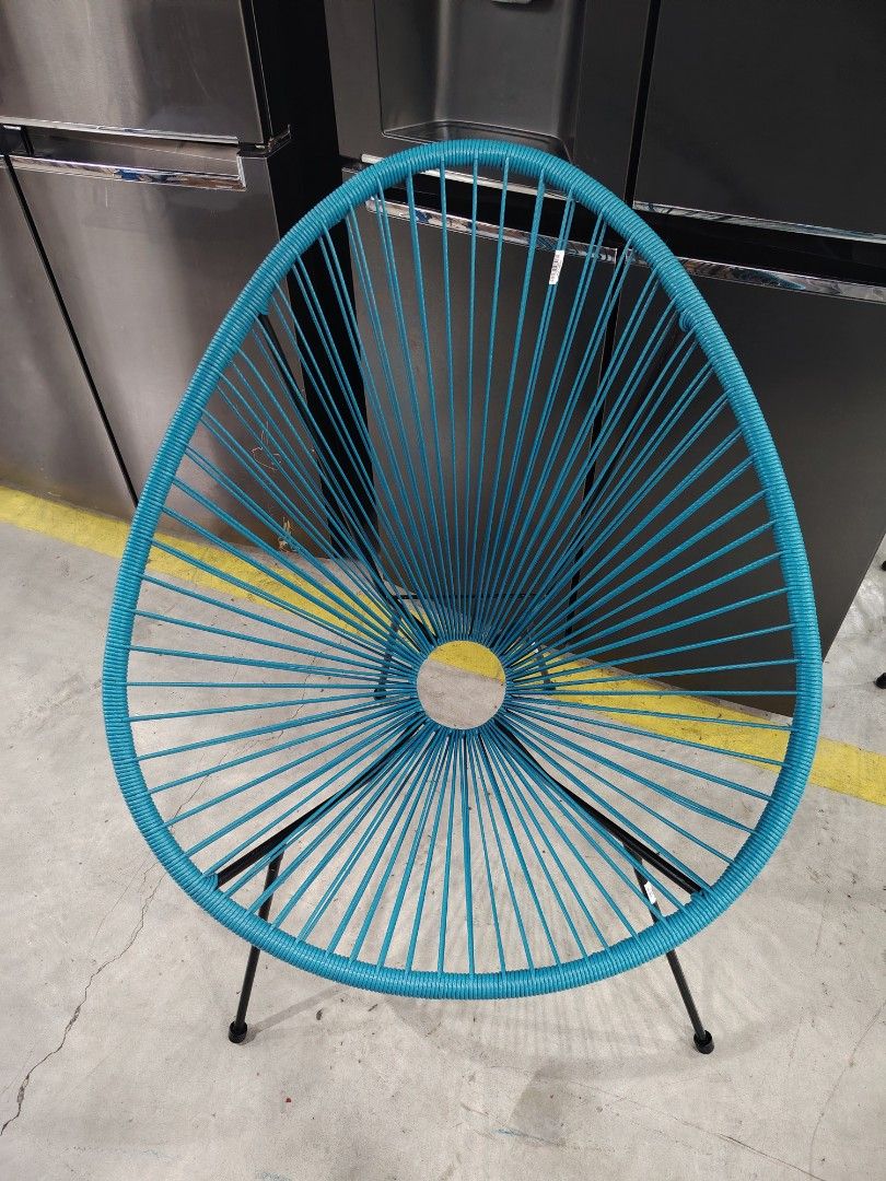 Garden Design String Chair Black Metal Legs (Category: Chairs) located in Manila. Submitted by riley1205 (Listing ID 1466041300, Image 2). Description: Brand : Belavi Garden Design String Chair Black Metal Legs Teal blue cord weave chair on sturdy black metal legs. Classic round web design with open center ring. Comfortable sloping back. Great for living rooms, patios, or balconies. Bright pop of color for any space. Solid construction, stands st