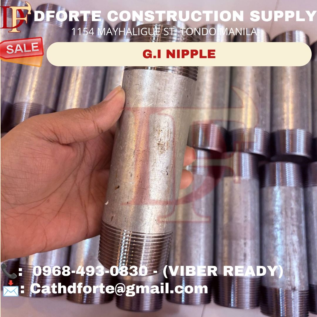 G.I NIPPLE (Category: Construction & Building Materials) located in Manila. Submitted by dforte_ms.cath (Listing ID 1466004924, Image 1). Description: 🏗️ DFORTE CONSTRUCTION SUPPLY Excellence is our forte — your satisfaction is our priority. Your trusted source for quality and affordable construction supplies: ✅ Construction & Hand Tools ✅ Power Tools & Equipment ✅ Safety Gear & PPE ✅ Hardware & Industrial Supplies ✅ Ropes, Chains & Cables 📞 Ms
