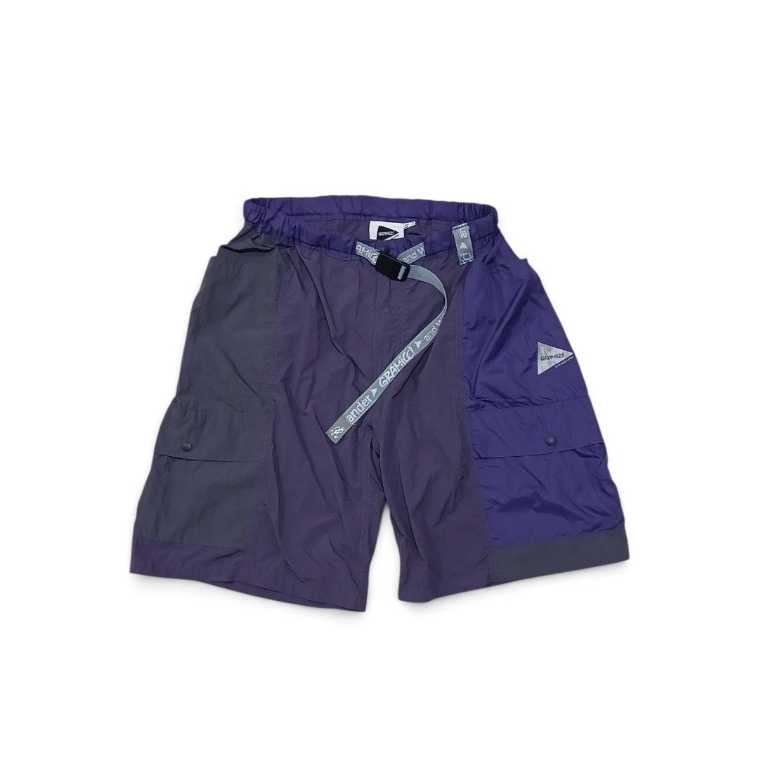 Gramicci x And Wander (Category: Activewear) located in Iloilo. Submitted by wearmovement.ilo (Listing ID 1466092606, Image 1). Description: Gramicci x And Wander Patchwork Wind Short Purple Color Rate 10/10 Men's Size 29-32 Waistline x 20 Length Good as New Condition Details The Patchwork Wind Short features a fun patchwork design of nylon materials that creates an urban wear style yet still offers aspects that function as outdoor lifestyle clot