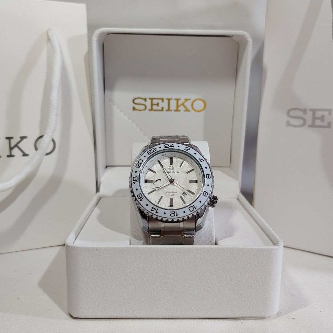 Grand Seiko Spring Drive GMT OEM style (Category: Men's Watches) located in Balanga. Submitted by k2timepieces.739 (Listing ID 1466122972, Image 3). Description: 📌Grand Seiko Spring Drive GMT 📌Luminous type 📌 Scratch proof 📌25 jewels 📌9S85-01H0 160042 📌Water resistant 10BAR 📌 Rotating Bezel 📌 Open glass back 📌Automatic Movement 📌 battery operated 📌 Made in Japan 📌 Free seiko Box & Battery 📌 Free shipping 📌Courier J&T 🚛 No COD 📌Pay