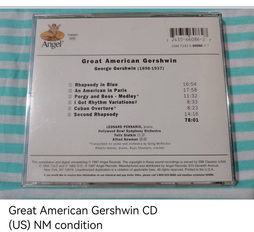 Great American Gershwin CD (unsealed) (Category: CDs & DVDs) located in Dangcagan. Submitted by cd_haven5 (Listing ID 1465994177, Image 2). Description: #FORSALE #FORSALE #FORSALE #Authentic #Legit #Original We only sell original items. All items posted are on hand. Please message me for availability of the item/s because the items are also posted on my other online stores. All items are imported unless stated PH. We also accept Pre-orders. Payme