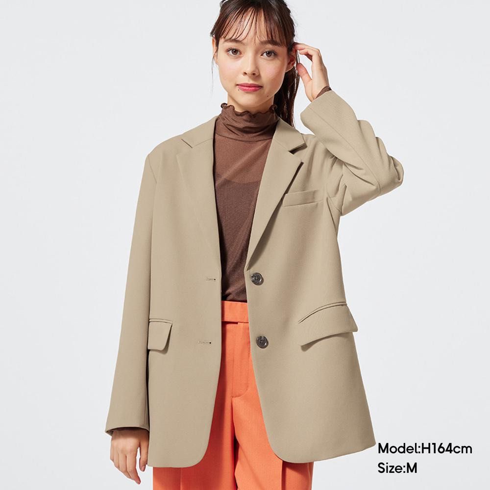 GU Women Oversized Tailored Jacket (Category: Coats, Jackets and Outerwear) located in Manila. Submitted by only_alyssacloset (Listing ID 1466065739, Image 3). Description: GU women oversized tailored jacket Color - Beige Size - Medium but can fit into extra large ( Shoulder width : 18 inches, Length : 30 inches) With tag and extra button .