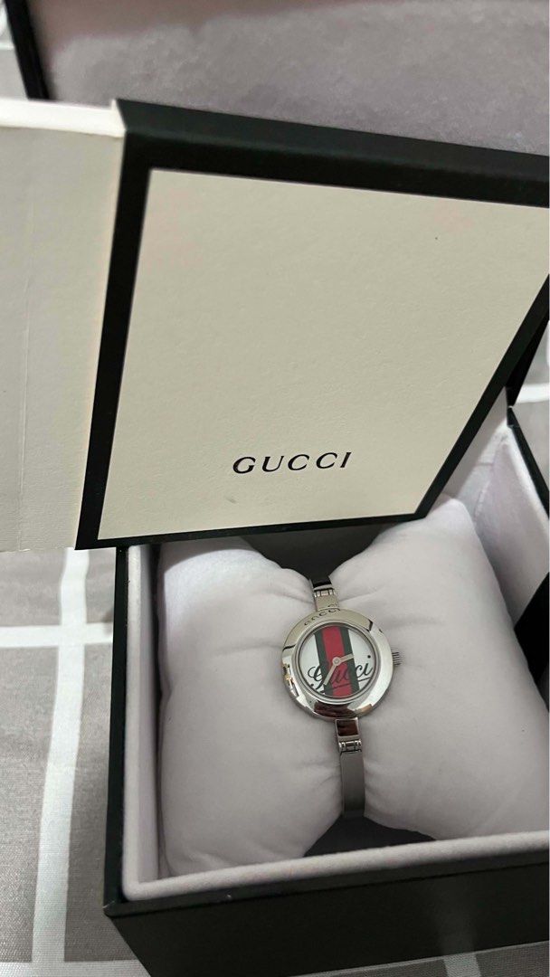 Gucci women's bangle (Category: Women's Watches) located in Macabebe. Submitted by _tiffanylopez (Listing ID 1465973497, Image 1). Description: sherry line dial stainless steel complete set.