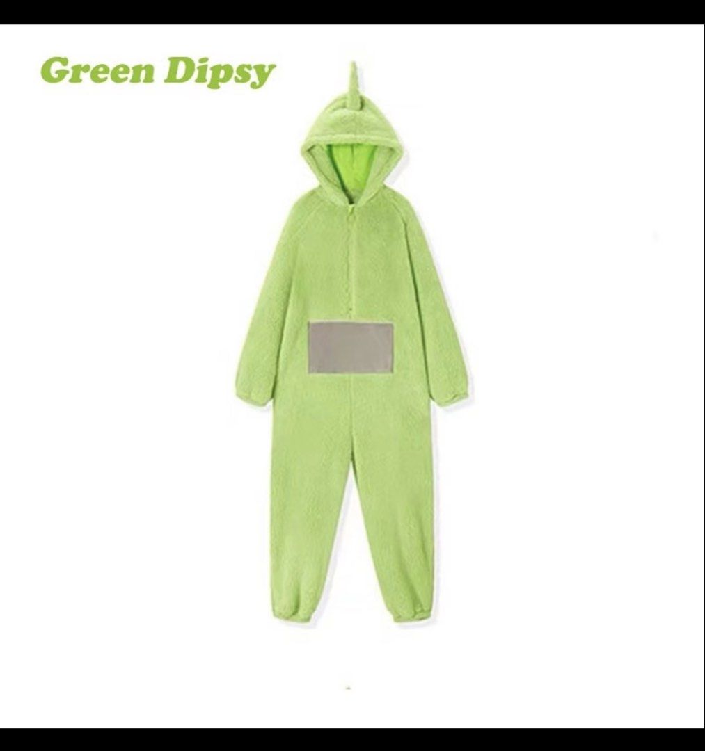 Halloween Costume Teletubbies (Category: Jumpsuits) located in Manila. Submitted by bffshopper (Listing ID 1466146982, Image 1). Description: - Adorable yellow Lala & green Dipsy Teletubbies design complete with hood and antenna - Made from ultra-cozy fleece material for maximum warmth - Convenient front zip closure and iconic rectangular tummy patch - Perfect for lounging, costume parties, or cozy sleepwear - Available in sizes XL (refer to size
