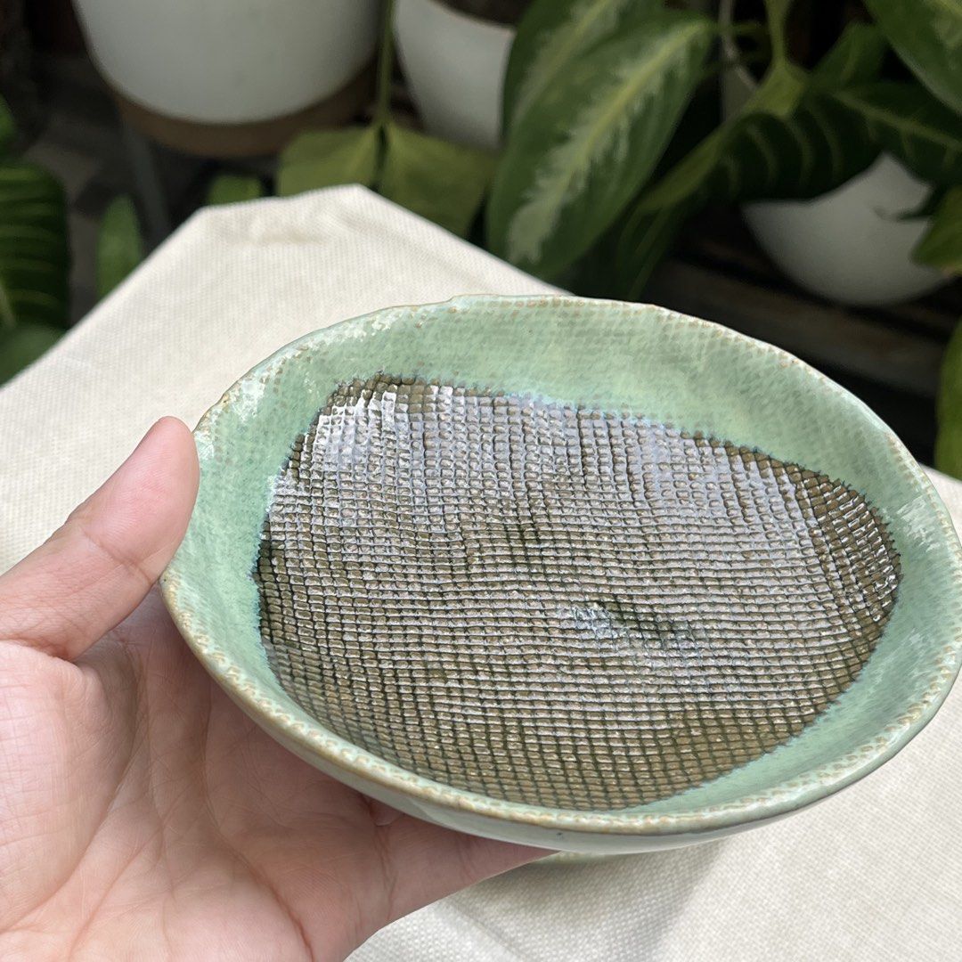 Handcrafted Sage & Mesh-Textured Brown Ceramic Plates (Category: Food Organization & Storage) located in Davao. Submitted by lili.enne (Listing ID 1466087780, Image 3). Description: set of 2 🦋.