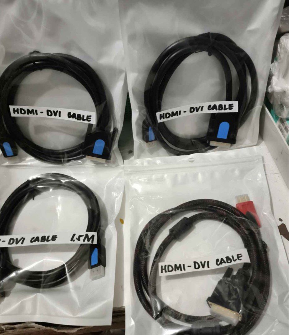 HDMI TO DVI CABLE 1.5M (Category: Cables & Adaptors) located in Manila. Submitted by warm_jamin (Listing ID 1466046026, Image 2). Description: HDMI TO DVI CABLE 1.5M Reliable HDMI to DVI Cable 1.5M for connecting HDMI devices to DVI-compatible monitors and displays. ✓ HDMI Male to DVI Male ✓ 1.5-meter length ✓ Clear and stable digital video transmission ✓ Plug-and-play design ✓ Easy to install and use ✓ Ideal for desktop, laptop, monitor, TV, pro