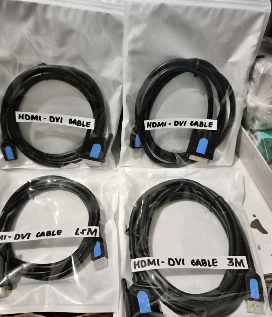 HDMI TO DVI CABLE 1.5M (Category: Cables & Adaptors) located in Manila. Submitted by warm_jamin (Listing ID 1466046026, Image 1). Description: HDMI TO DVI CABLE 1.5M Reliable HDMI to DVI Cable 1.5M for connecting HDMI devices to DVI-compatible monitors and displays. ✓ HDMI Male to DVI Male ✓ 1.5-meter length ✓ Clear and stable digital video transmission ✓ Plug-and-play design ✓ Easy to install and use ✓ Ideal for desktop, laptop, monitor, TV, pro