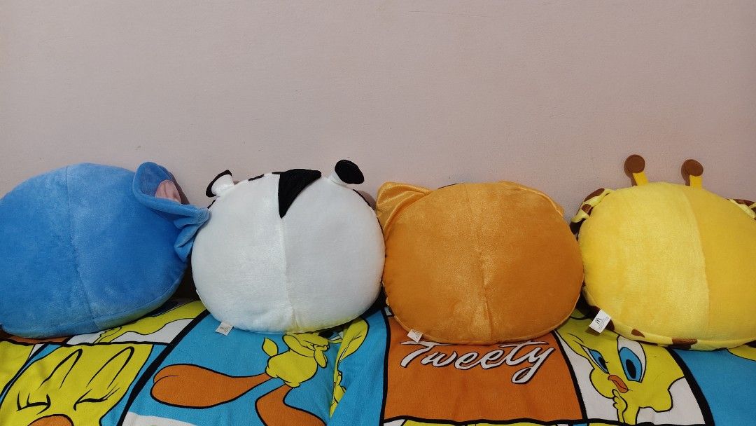 Hello Kitty Animal Costume Plush Pillow Set of 4 (Category: Plushies & Soft Toys) located in Manila. Submitted by kopishop1109 (Listing ID 1466083708, Image 2). Description: - Complete set of 4 Kitty plush pillows - Dressed in adorable animal costumes: elephant, zebra, tiger, and giraffe - Features Kitty's signature red bow and detailed embroidery - Made from super soft, squishy, and huggable material - Perfect for kids' rooms, cuddling, or colle