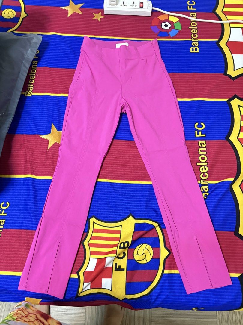 H&M Pink Split Hem Pants EUR 36 US 4 (Category: Jeans) located in General Trias. Submitted by crissy9053136 (Listing ID 1466104256, Image 1). Description: - Brand: H&M - Size: 27-30 - Color: Vibrant bright pink - Style: High-waisted with side zipper and trendy split hems - Condition: Excellent, great for statement outfits.