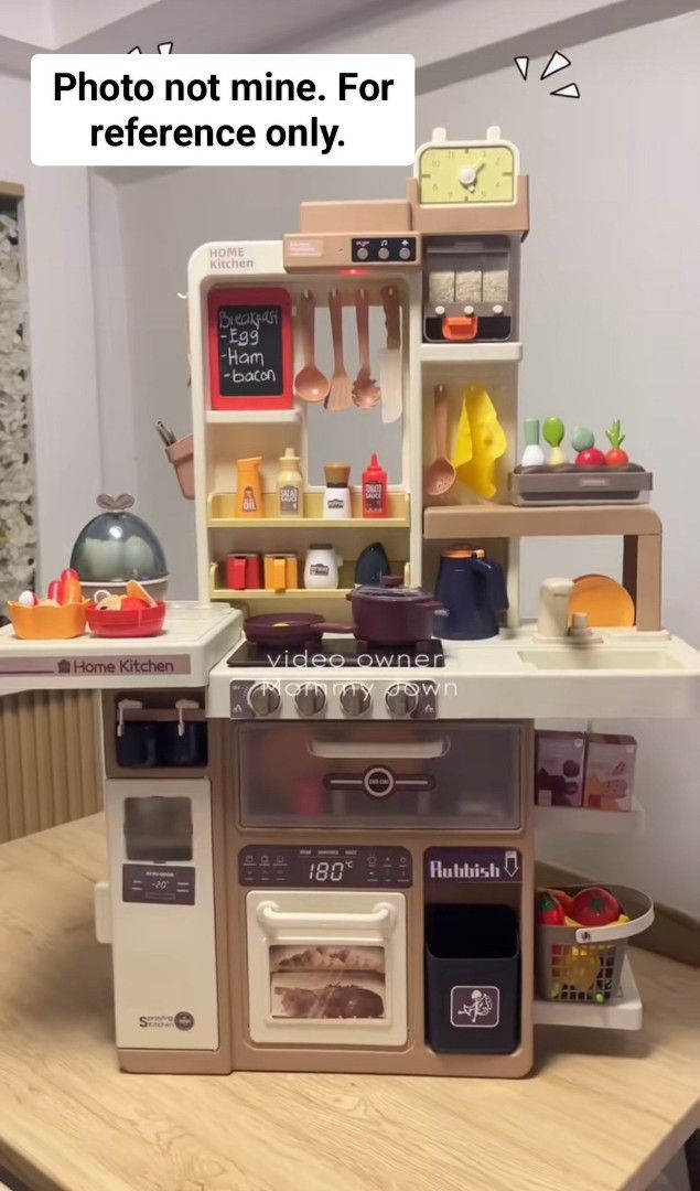Home Kitchen Pretend Play Toy Set with Accessories (Category: Kids Toys) located in Antipolo. Submitted by auspicious_momma (Listing ID 1466055116, Image 2). Description: Will erase once SOLD Selling our super cute mini kitchen playset! Played for only 4 months, 100% fully functioning with all the main interactive features working perfectly (light, sound, sink faucet, and spray functions are all good). *Batteries sold separately Condition: Well-l