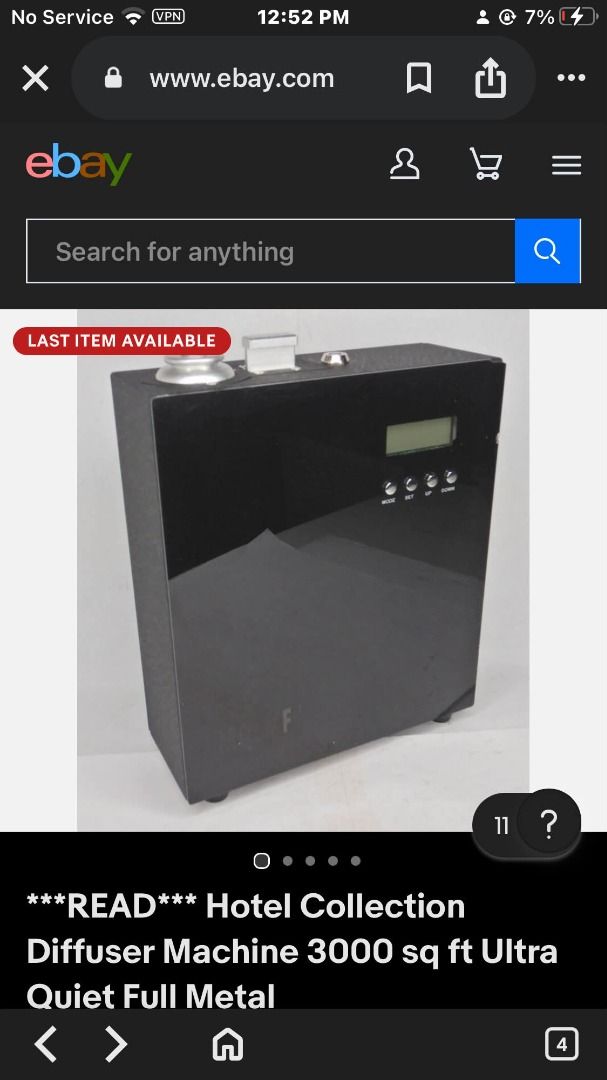 Hotel Collection Diffuser Machine 3000 sq ft (3pcs available) (Category: Home Fragrance) located in Caloocan City. Submitted by gelo09990 (Listing ID 1465956701, Image 2). Description: - Authentic Hotel Collection scent diffuser machine - Powerful unit covers up to 3,000 square feet - Premium full metal body in a sleek black finish - Convenient digital screen with top buttons for settings - Works great (note: minor surface wear on the glossy pane