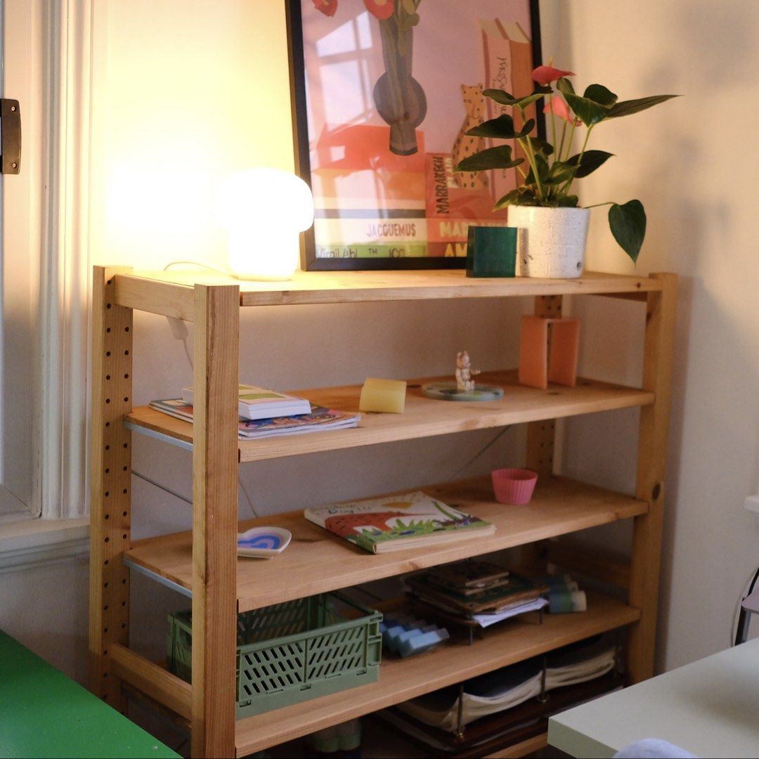 IKEA IVAR SHELVING UNIT (Category: Shelves, Cabinets & Racks) located in Antipolo. Submitted by jillban (Listing ID 1465971172, Image 2). Description: Selling our IKEA IVAR shelving unit. • includes 6 shelves • Pine wood • 89 × 30 × 124 cm • Comes with an extra IVAR leg/frame piece as shown in the photos • Modular and versatile, great for kitchen, dining area, pantry, or storage • Used, with normal signs of use • Selling as-is • Actual photos pos