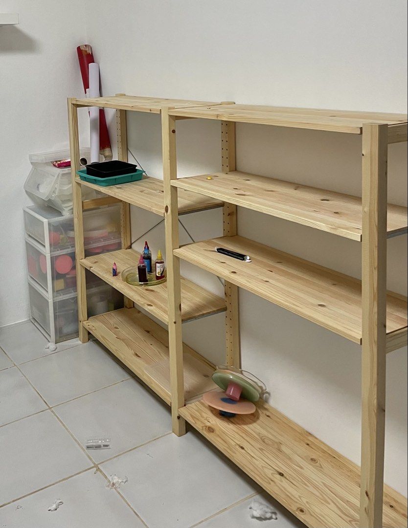 IKEA IVAR SHELVING UNIT (Category: Shelves, Cabinets & Racks) located in Antipolo. Submitted by jillban (Listing ID 1465971172, Image 3). Description: Selling our IKEA IVAR shelving unit. • includes 6 shelves • Pine wood • 89 × 30 × 124 cm • Comes with an extra IVAR leg/frame piece as shown in the photos • Modular and versatile, great for kitchen, dining area, pantry, or storage • Used, with normal signs of use • Selling as-is • Actual photos pos