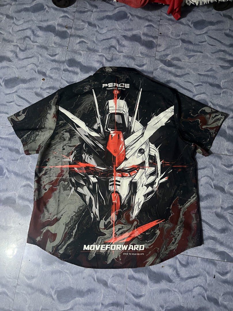 Infinite Justice Gundam aop (Category: Tshirts & Polo Shirts ) located in Quezon City. Submitted by thriftshop_treasure (Listing ID 1466101284, Image 2). Description: Polo botton aop Infinite Justice Gundam 26x30.