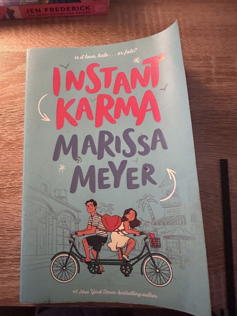 Instant Karma by Marissa Meyer Paperback Novel (Category: Storybooks) located in Las Pinas. Submitted by erin_erin (Listing ID 1465990073, Image 1). Description: - Title/Author: Young adult romance novel by Marissa Meyer - Format: Paperback edition, standard softcover size - Publisher: Feiwel and Friends - Plot: Follow Prudence Daniels as she discovers accidental magical powers - Recommended for: Fans of contemporary YA fiction - Condition: Brand