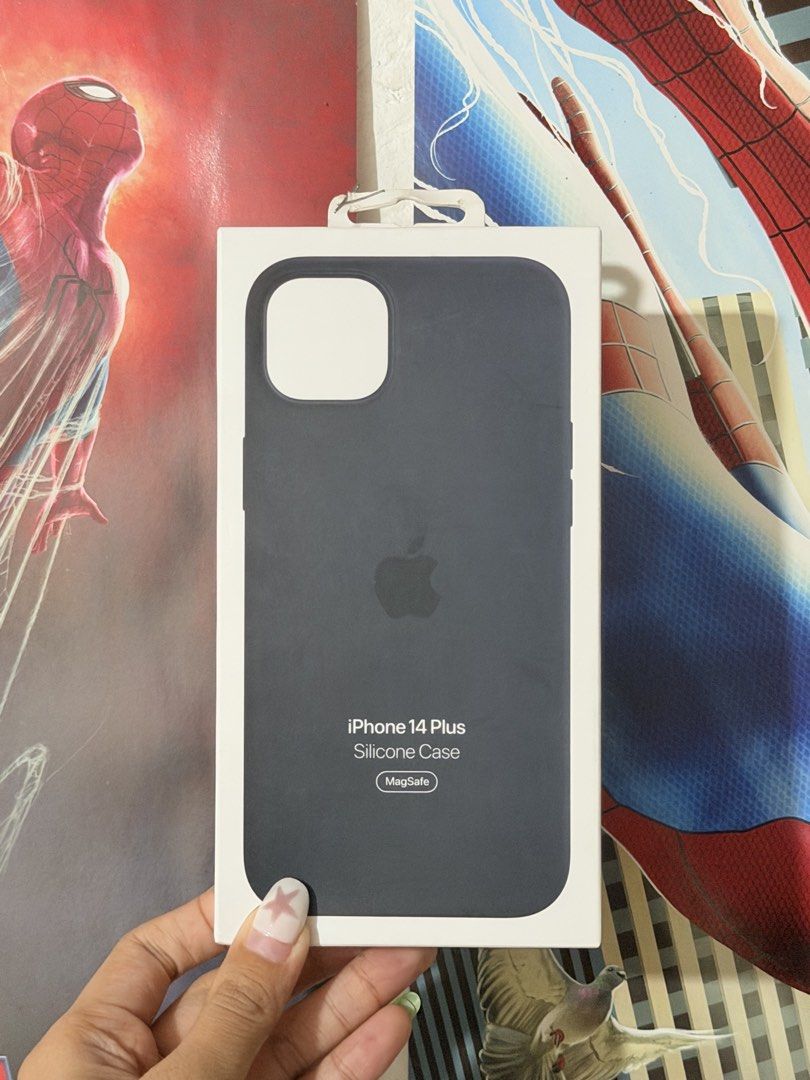 iPhone 14 Plus MagSafe Silicone Case (Category: Cases & Sleeves) located in Rodriguez. Submitted by swiftie_marie (Listing ID 1466149503, Image 2). Description: ORIGINAL FROM POWERMAC - Brand new and 100% authentic Apple iPhone 14 Plus Silicone Case - Color: Midnight - Features built-in MagSafe magnets for seamless wireless charging - Soft-touch silicone exterior with microfiber lining inside for scratch protection - Comes in original sealed box 