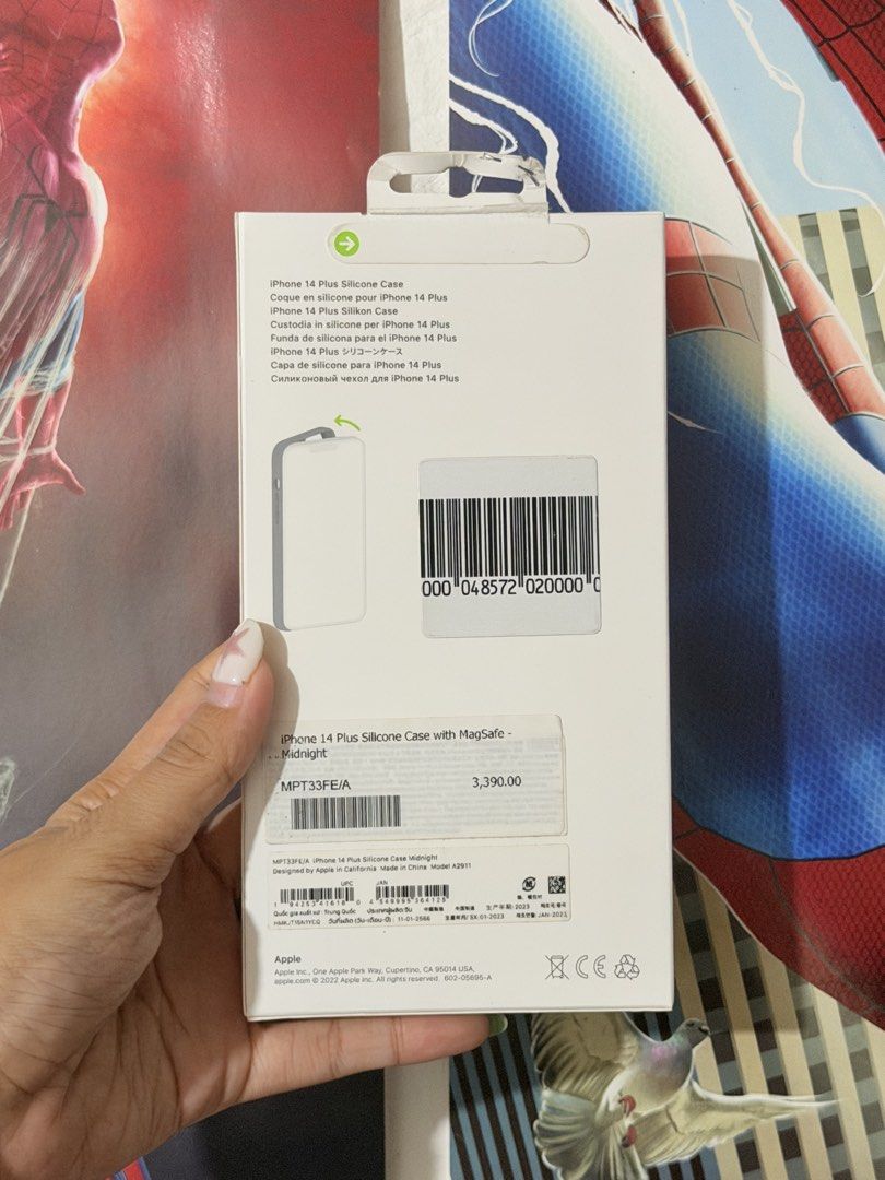 iPhone 14 Plus MagSafe Silicone Case (Category: Cases & Sleeves) located in Rodriguez. Submitted by swiftie_marie (Listing ID 1466149503, Image 3). Description: ORIGINAL FROM POWERMAC - Brand new and 100% authentic Apple iPhone 14 Plus Silicone Case - Color: Midnight - Features built-in MagSafe magnets for seamless wireless charging - Soft-touch silicone exterior with microfiber lining inside for scratch protection - Comes in original sealed box 