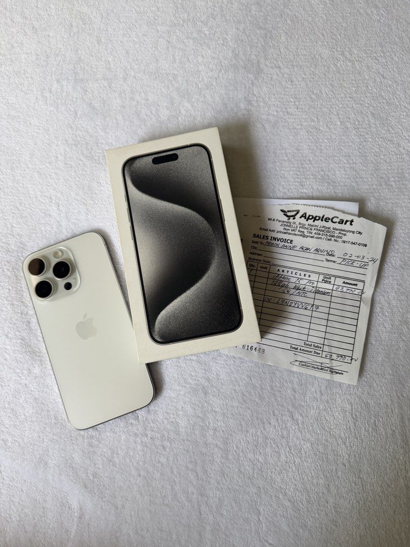 Iphone 15 Pro (White Titanium) - 128GB (Category: iPhone 15 Series) located in Manila. Submitted by frncs_cute (Listing ID 1465985304, Image 1). Description: Lowballers will be ignored. Unit is flawless with no scratches or dents with many case freebies and Spigen screen protector. Bought last 2024 at AppleCart White Plains Battery health at 84% All inclusions included in picture (no type c cable included) thanks! - Meetup Location: One Ayala, Ma