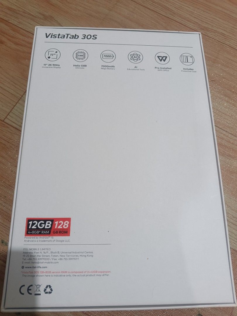Itel Vista 30s Tablet (Category: Android) located in Manila. Submitted by edvin0824 (Listing ID 1466044440, Image 3). Description: 11 Inch 2k 90hz Helio G88 7000mah Battery 12GB ram 4+8GB 128GB Storage .