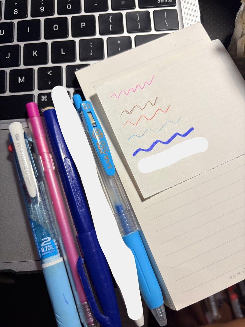 Japan Pens Bundle (Category: Stationery & School Supplies) located in Manila. Submitted by wearly.fits (Listing ID 1466056960, Image 2). Description: JAPAN SURPLUS STATIONERY SET ✨ 4pcs Japanese stationery set 🖊️💗 Perfect for studying, journaling, note-taking & stationery collectors! Includes: 🔵 Zebra Sarasa Nano 0.3 ⚪ uni JETSTREAM 2&1 💙 Pentel 🩷 Metallic Pink Pen ✨ Japan surplus ✨ All pens tested & working ✨ Actual ink swatches shown ✨ UNI
