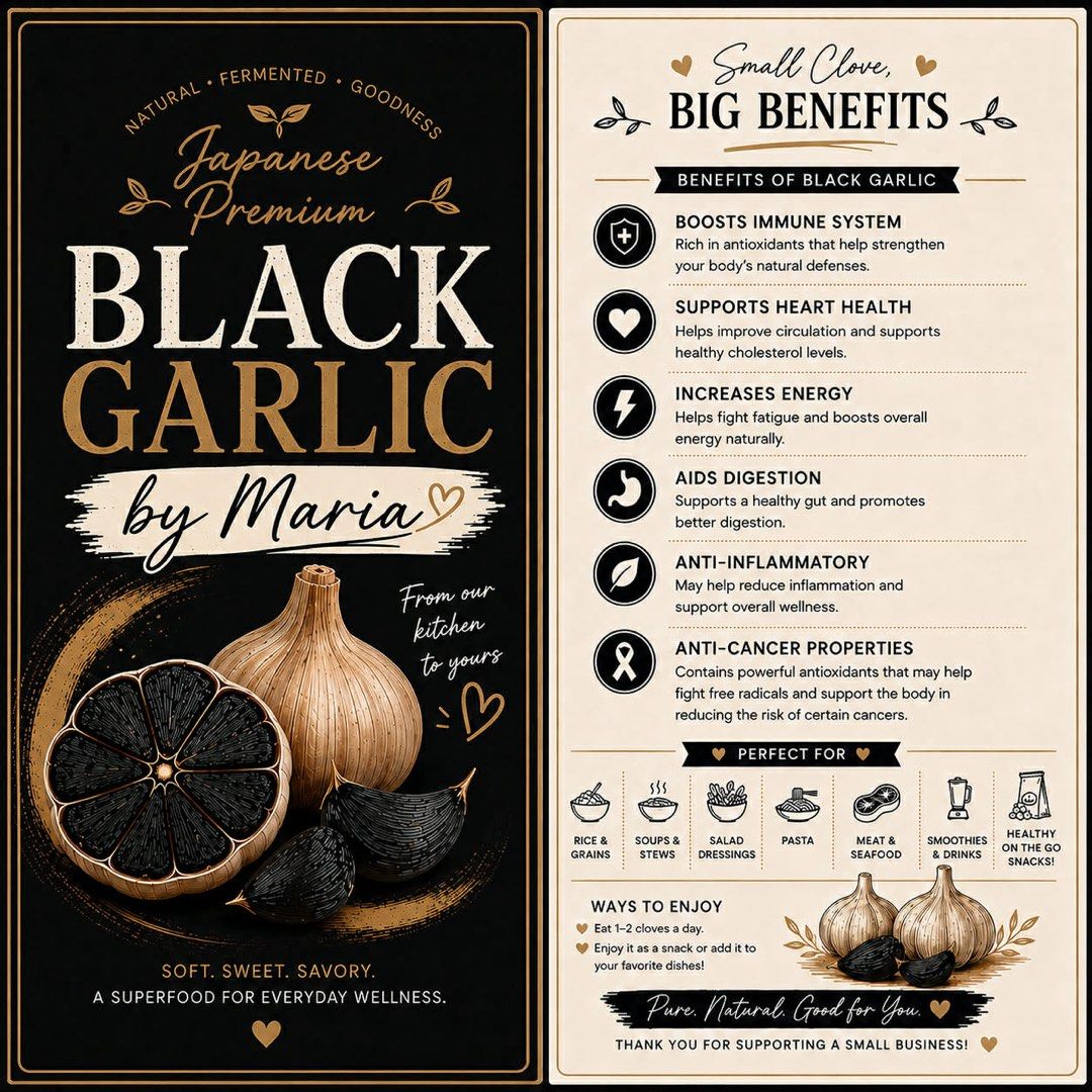 Japanese premium black garlic (Category: Other Food & Drinks) located in Manila. Submitted by marialoreta (Listing ID 1466066094, Image 1). Description: Japanese premium black garlic permented.