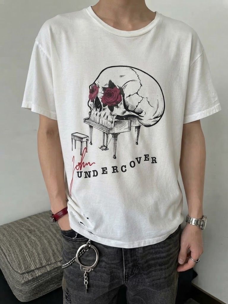 John Undercover Jun Takahashi Skull Tee L (Category: Tshirts & Polo Shirts ) located in Antipolo. Submitted by bentakahitanoano (Listing ID 1466084401, Image 1). Description: Still in good condition Size 2 fit large Made in Japan Pit to pit 22 Length 29.