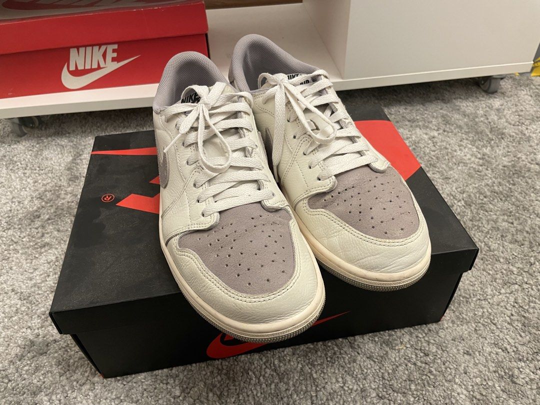Jordan 1 Retro Low OG Atmosphere Grey (Category: Sneakers) located in Paranaque City. Submitted by sw00sh (Listing ID 1466095079, Image 3). Description: 8.5/10 condition Size 11 US Complete with box and extra laces.