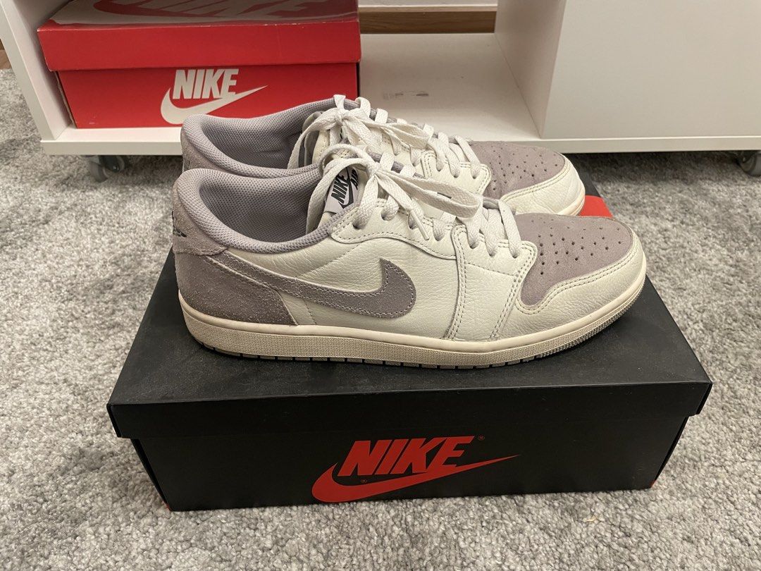 Jordan 1 Retro Low OG Atmosphere Grey (Category: Sneakers) located in Paranaque City. Submitted by sw00sh (Listing ID 1466095079, Image 2). Description: 8.5/10 condition Size 11 US Complete with box and extra laces.