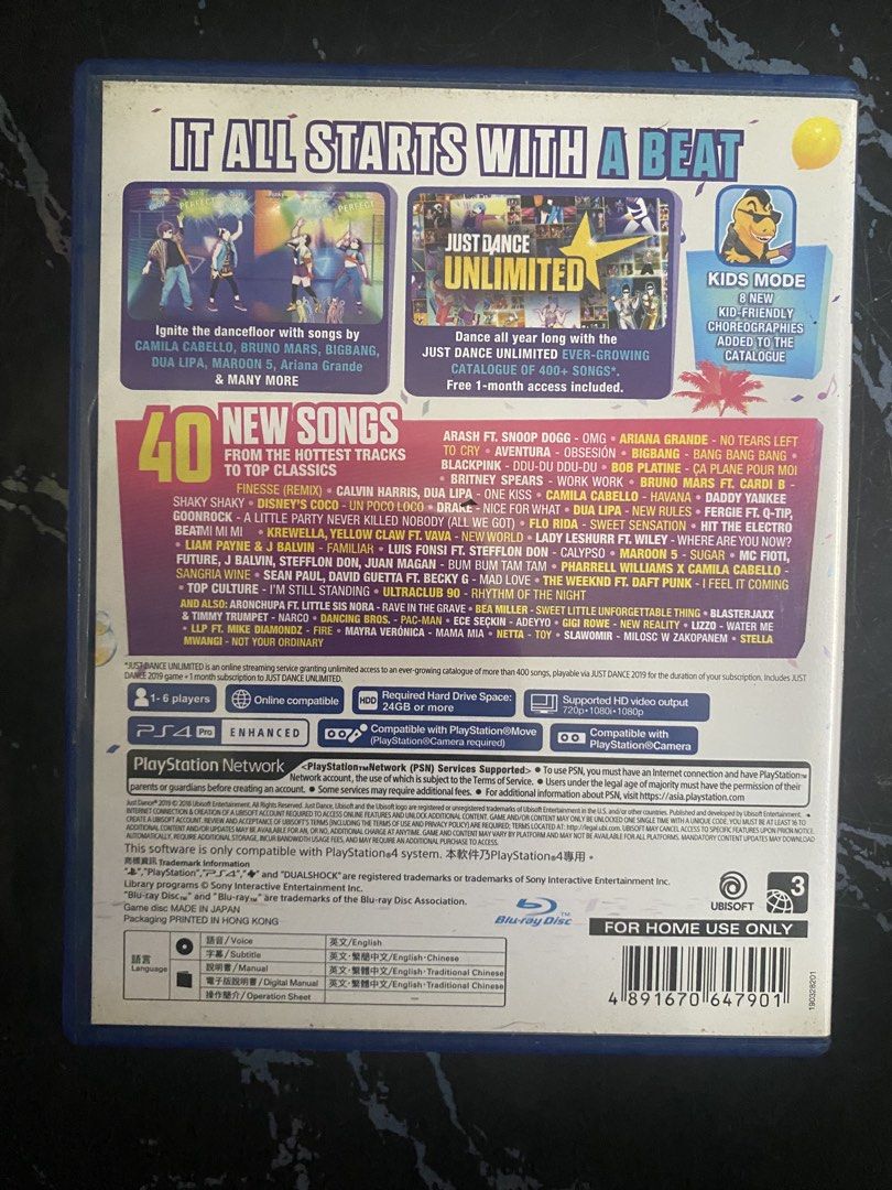 Just Dance 2019 - PS4 (Asian / English Version) (Category: In-Game Products) located in Manila. Submitted by stuffsold (Listing ID 1466155677, Image 2). Description: Up for sale is a physical copy of Just Dance 2019 for the Sony PlayStation 4..