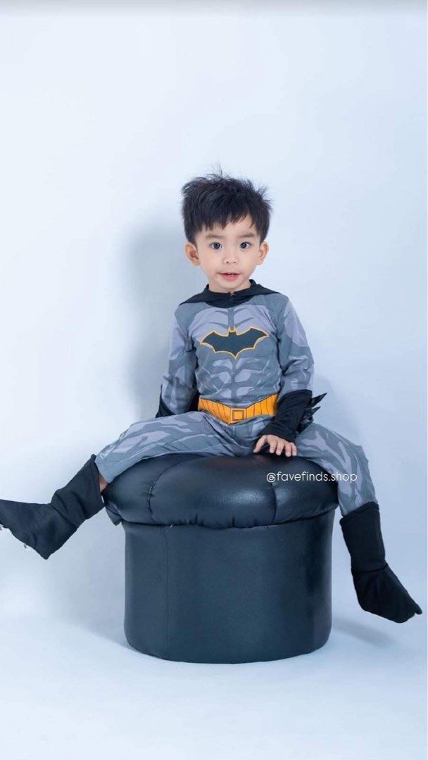 Justice League Batman Costume DC Comics (Category: Babies & Kids Fashion) located in Navotas City. Submitted by mommybabyc (Listing ID 1465876282, Image 3). Description: - Brand: DC Comics Justice League Batman costume - Condition: Brand new, unopened in original packaging with hanger - Design: Classic grey suit with iconic yellow and black bat symbol - Features: Full printed muscle detailing on the front - Perfect for: Costume parties, Halloween