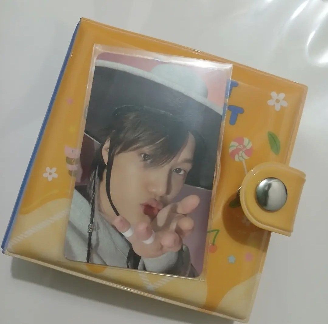 EXO KAI Peaches PC + Photocard Binder (Single) (Category: K-Wave Merchandise) located in Pasig City. Submitted by larratrinity (Listing ID 1465969564, Image 1). Description: hello! i'm re-homing my pcs so i'm selling my binder since i won't be using it anymore. still in great condition, but the sleeves has signs of use. but i have extra unused sleeves din so will include that! slight issue: (last pic) third ring is a bit loose, but still decent e