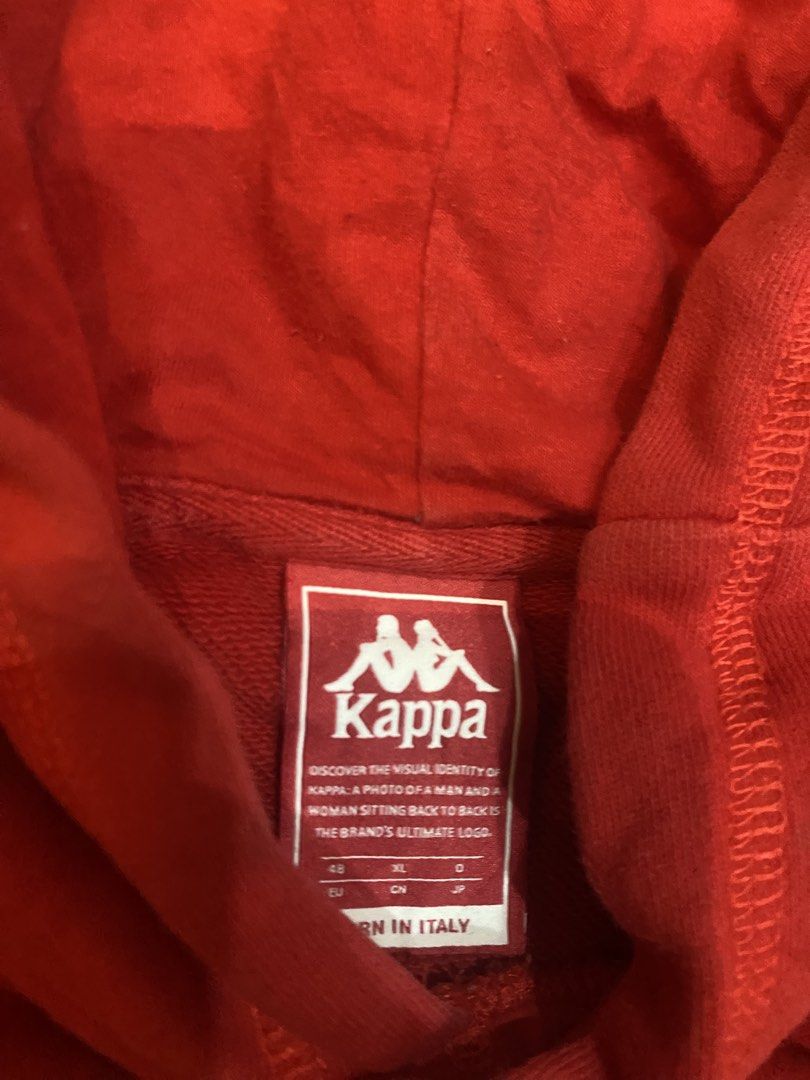 Kappa hoodie (Category: Hoodies) located in Cainta. Submitted by ccrue (Listing ID 1465965932, Image 2). Description: Kappa Red Hoodie Length: 26 Width: 24 Needs wash color rate: 7.5/10 Php 199 only Cainta location.
