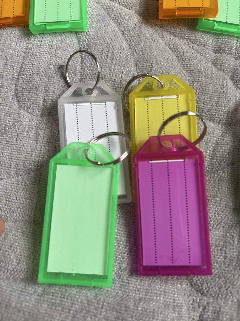 Key tags - set of 4 pcs (Category: Stationery & School Supplies) located in Calamba. Submitted by cur8d (Listing ID 1466045819, Image 3). Description: 35 per set of 4 pcs set a: orange, yellow, green, white- 3 sets available set b: white, green, yellow, pink- 2 sets available set c: green, orange, yellow, purple - 1 set.