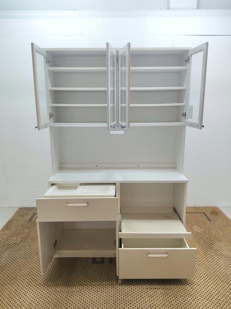 Kitche Cabinet (Category: Shelves, Cabinets & Racks) located in Quezon City. Submitted by matetdevis13 (Listing ID 1465962432, Image 2). Description: Elegant White Kitchen Cabinet with Storage, and Countertop Price: 10,500 L53 x W17.5 x H81 In good condition Code MJS45-RB17.