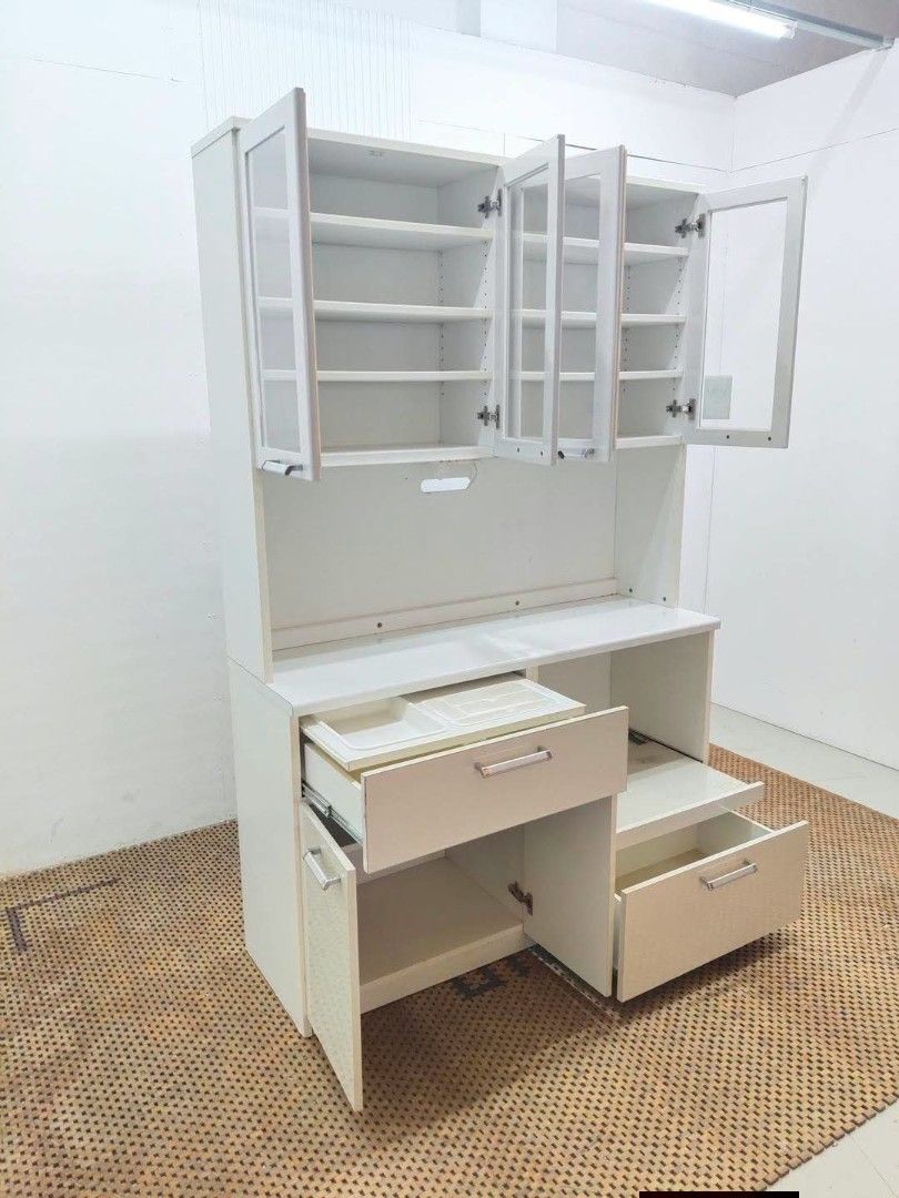Kitchen Cabinet (Category: Shelves, Cabinets & Racks) located in Meycauayan. Submitted by marygracecasimiro (Listing ID 1465970281, Image 2). Description: Elegant White Kitchen Cabinet with Storage, and Countertop Price: 15,500 L53 x W17.5 x H81 In good condition♥️.