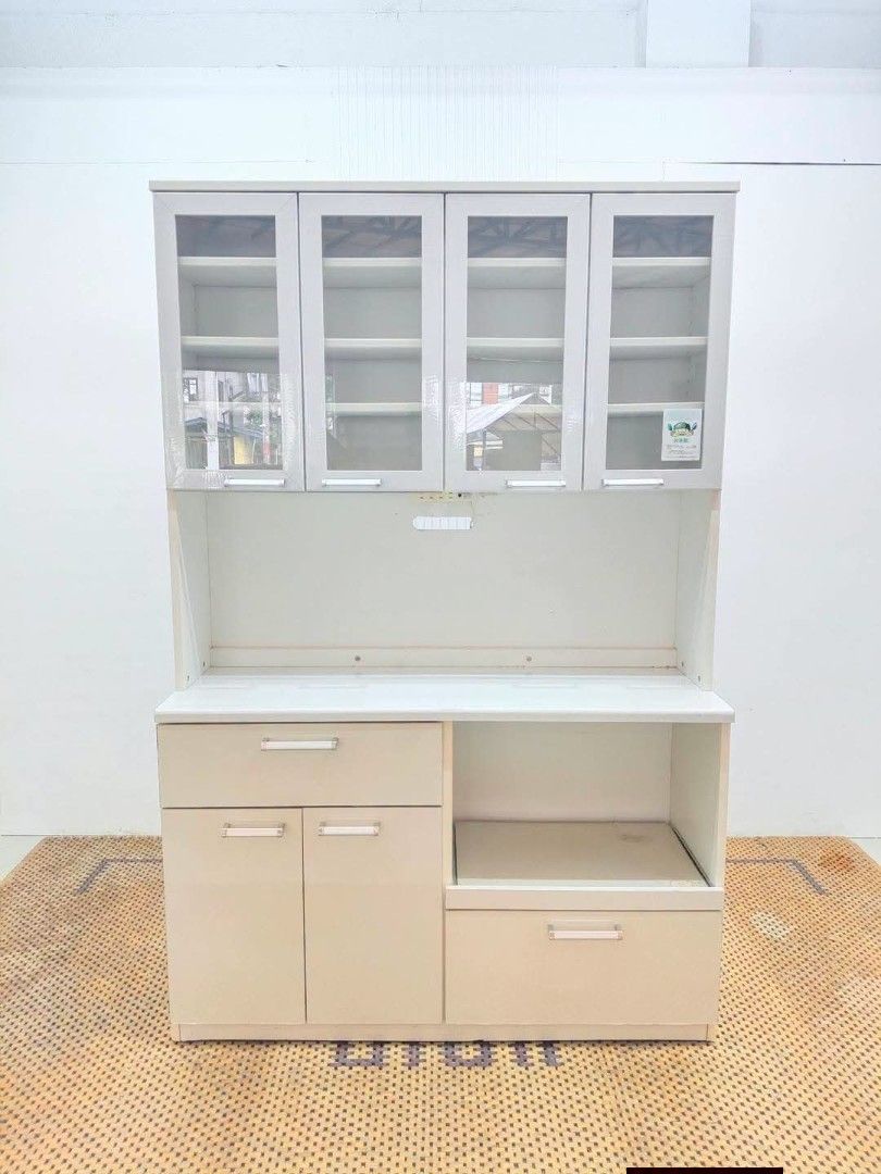 Kitchen Cabinet (Category: Shelves, Cabinets & Racks) located in Meycauayan. Submitted by marygracecasimiro (Listing ID 1465970281, Image 1). Description: Elegant White Kitchen Cabinet with Storage, and Countertop Price: 15,500 L53 x W17.5 x H81 In good condition♥️.